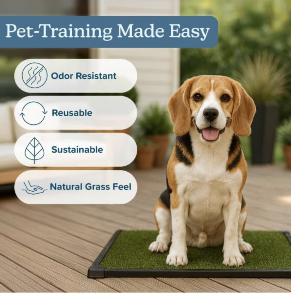 Artificial Grass Puppy Pee Pad for Dogs and Small Pets - 20x25 Inch, Reusable 3-Layer Turf Pads for Dogs with Tray - Indoor and Outdoor Fake Grass Potty Pet Supplies by PETMAKER