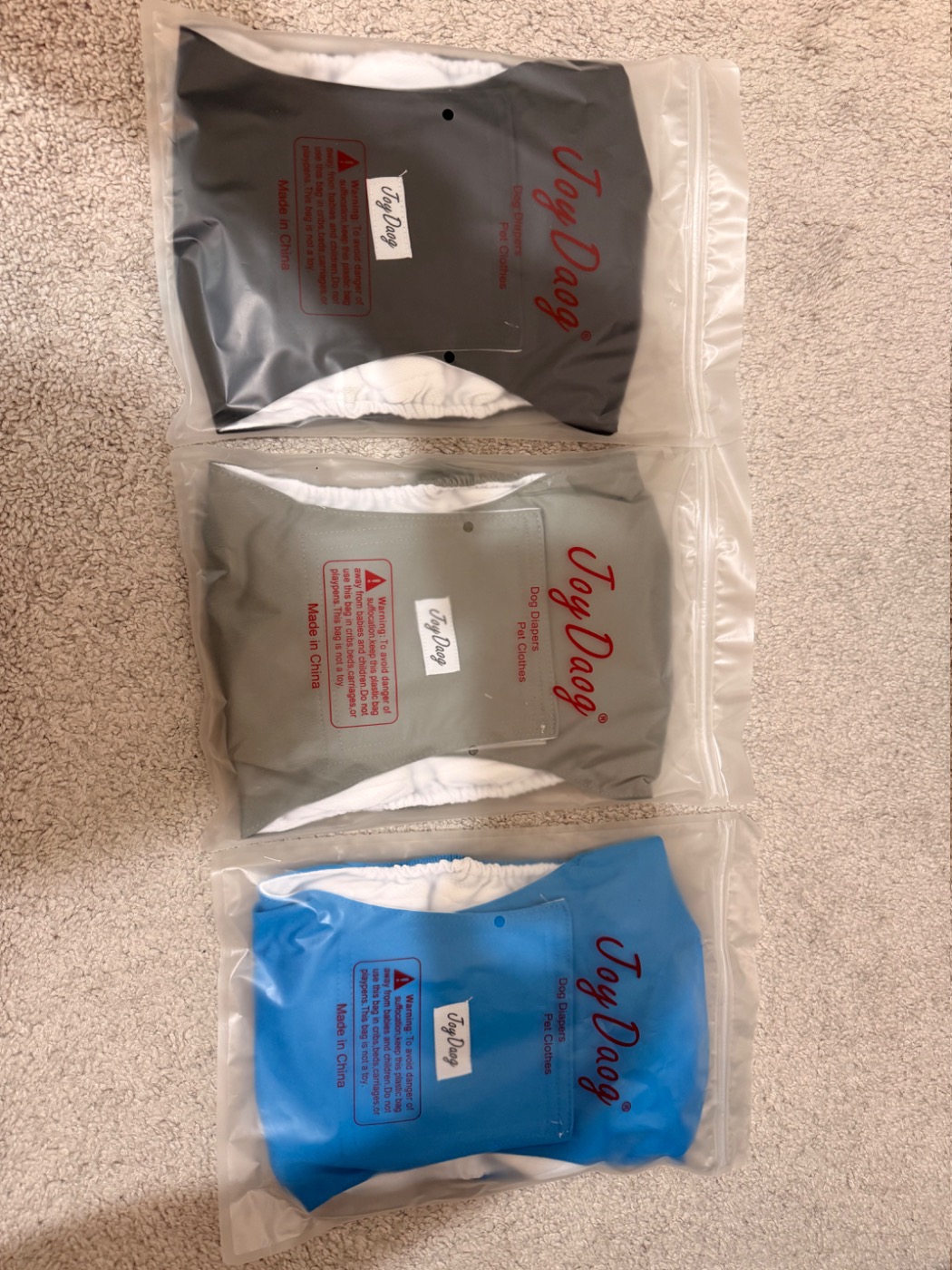 Reusable Wrap Diapers for Male Dogs, Washable Puppy Belly Band Pack of 3 (XL, 25"-29" Waist, Black+ Gray+ Lake Blue)