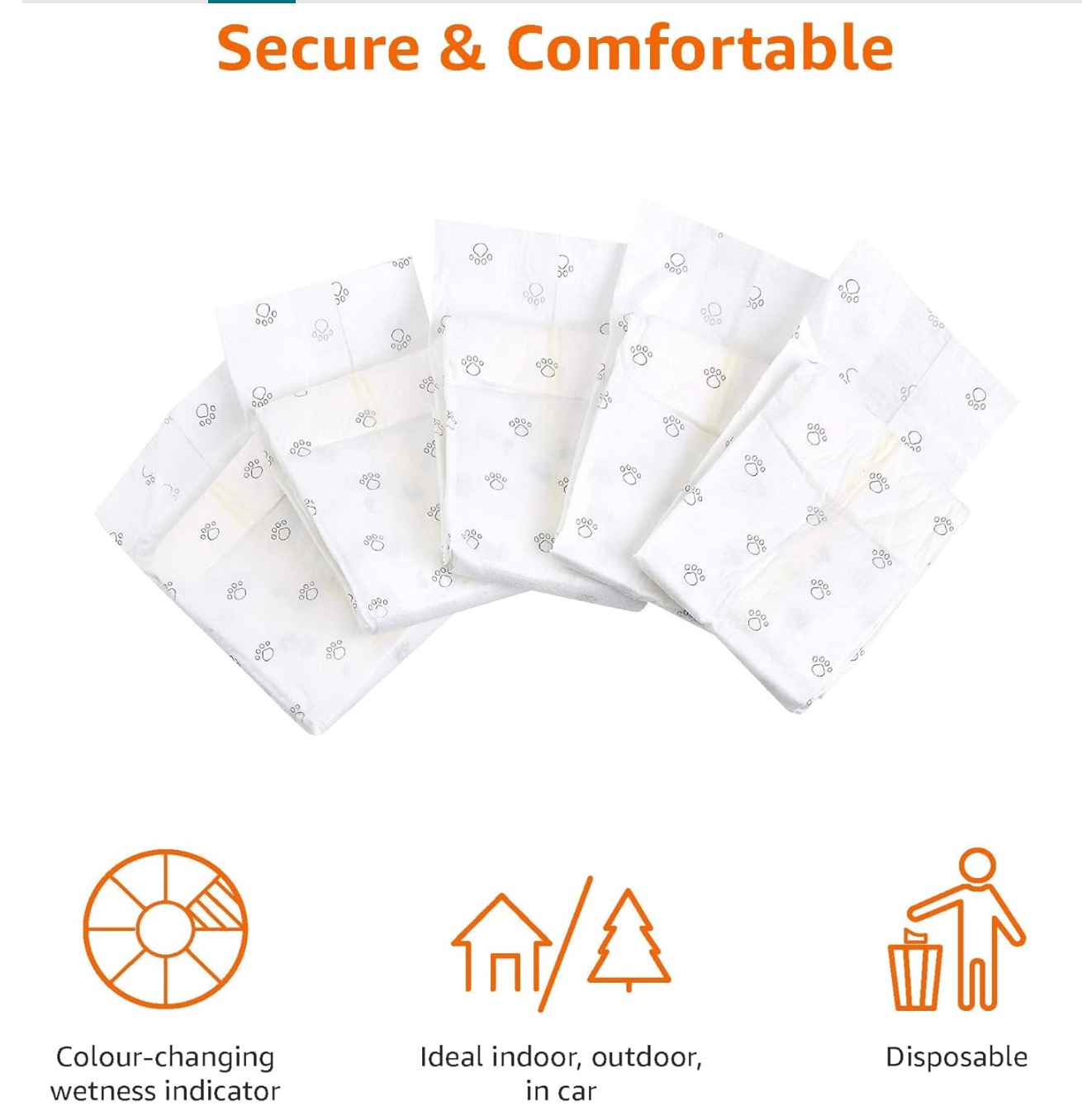 Amazon Basics Male Dog Diapers, 30 Count, Large, Ultra Absorbent Disposable Wrap with Secure Fit, Leakproof and Comfortable