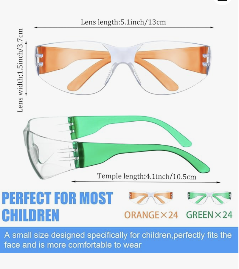 Kanayu Kids Protective Safety Glasses Bulk 48 Glasses Kids Safety Goggles Scratch Impact Resistant Goggles Eyewear