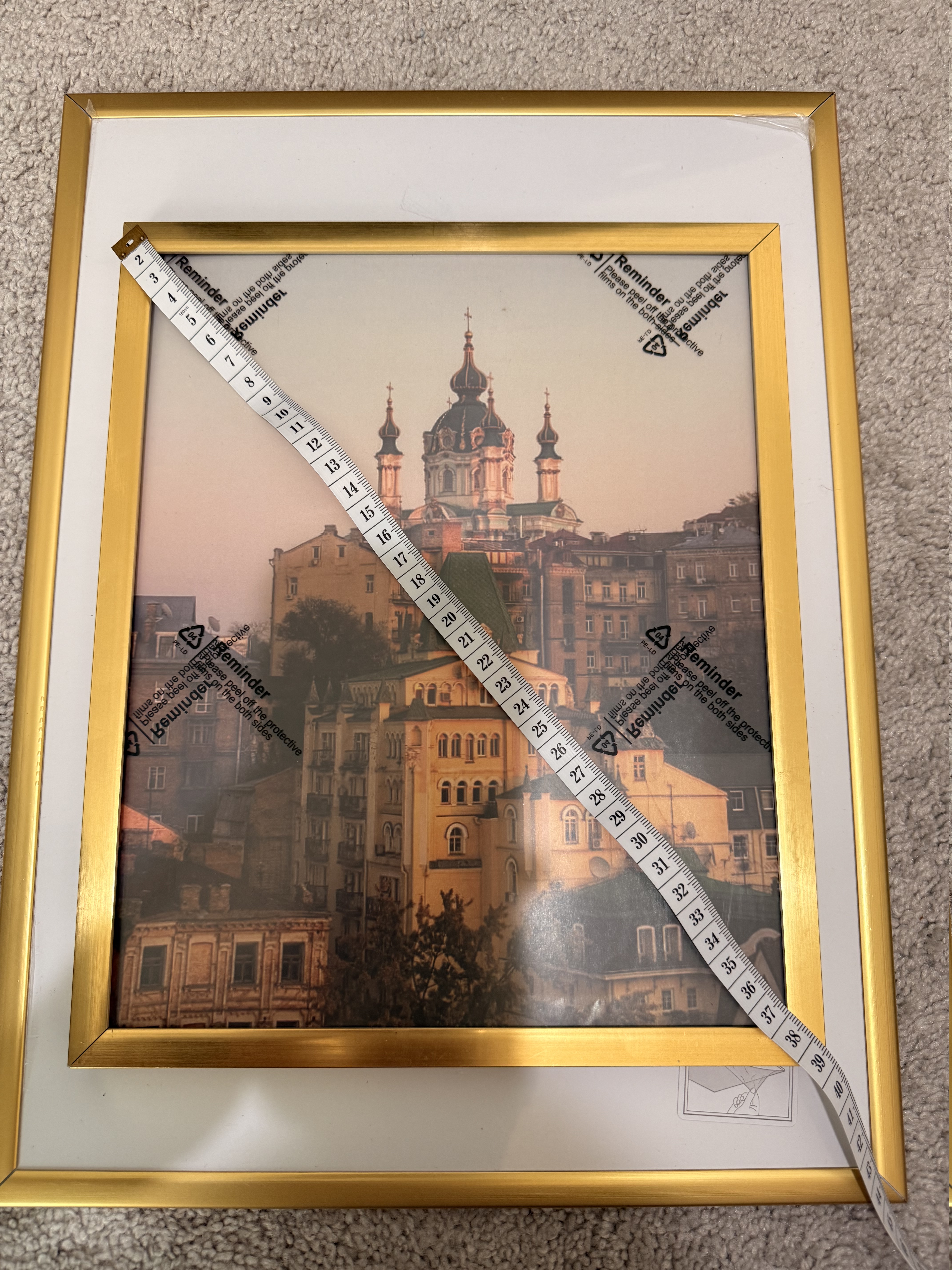 Set of 2 Gold Frame Wall Art Pictures – Modern Decorative Wall Frames (Approx. 19" x 13") – New