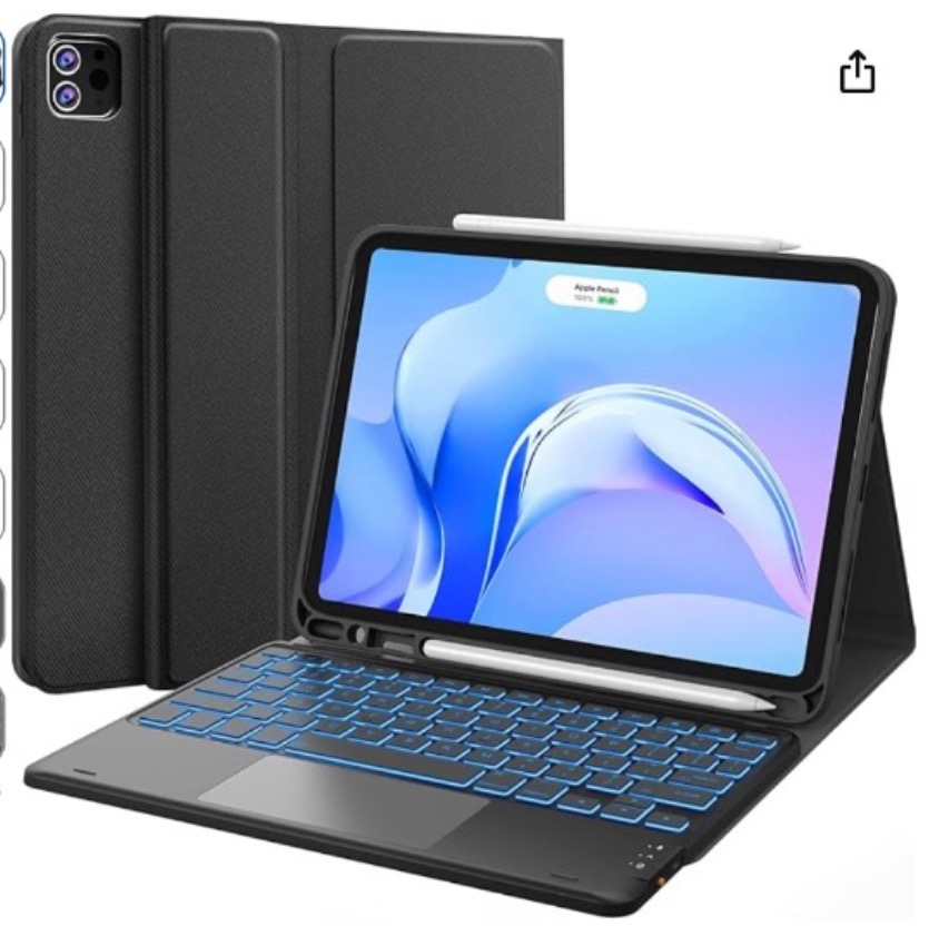 for Ipad Pro 11-inch Case M4/M5 2024/2025(Model:A3357/A3358A2836/A2837) Genuine Leather Cover Protective Shell,Auto Wake/Sleep.Black