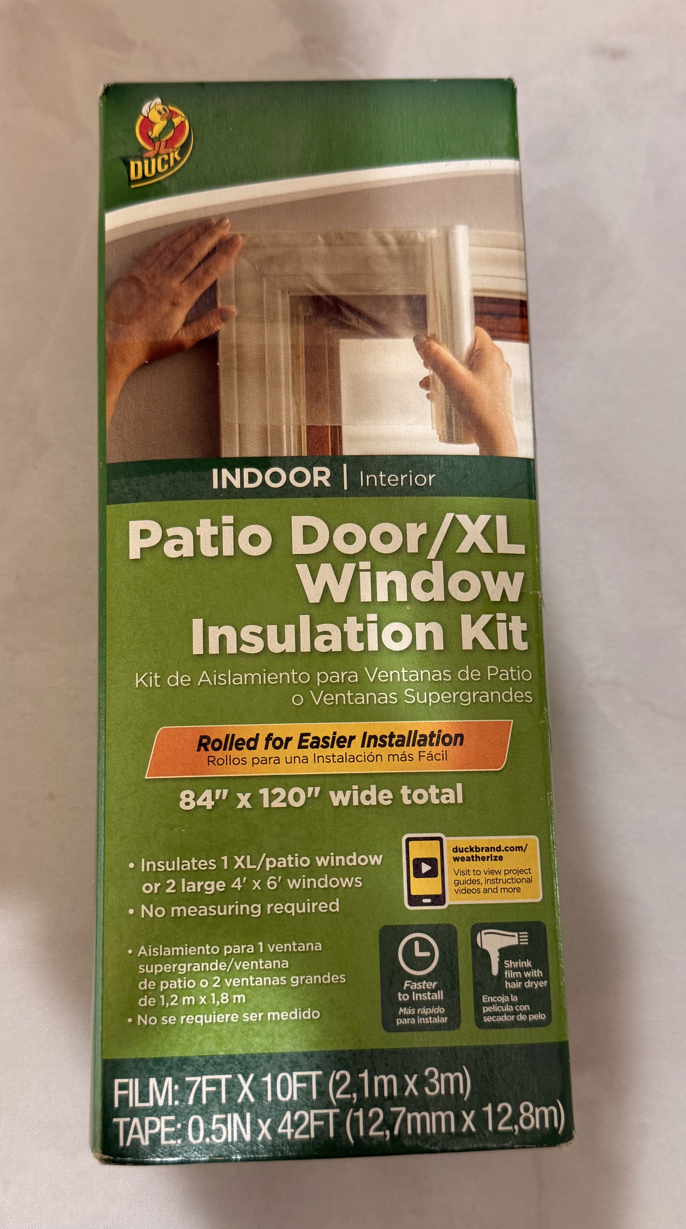 Duck Brand Insulation Film Kit for Rolled Window 84 in. x 120 In., Fits Patio Doors OR XL Windows
