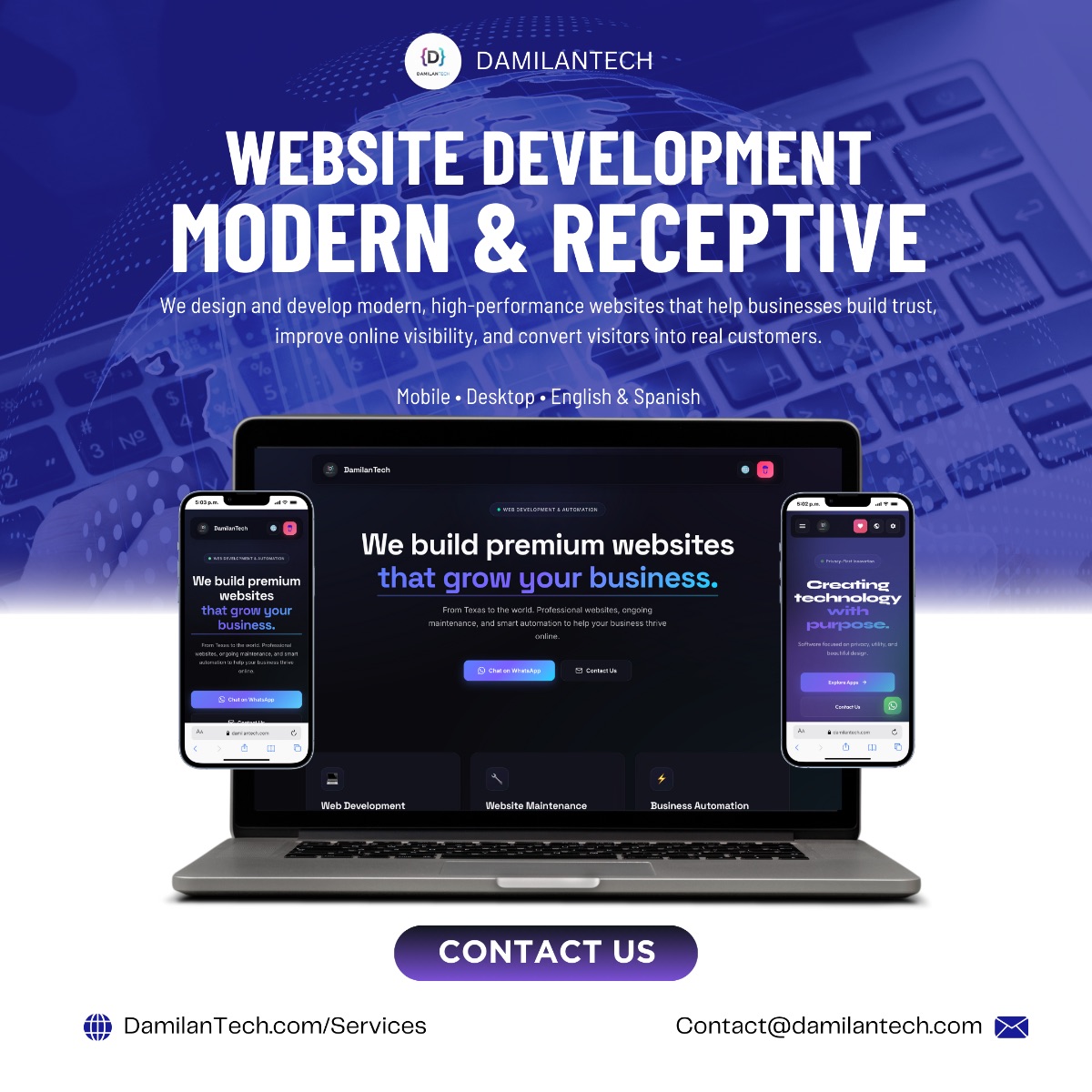 Professional website design + SEO and maintenance.