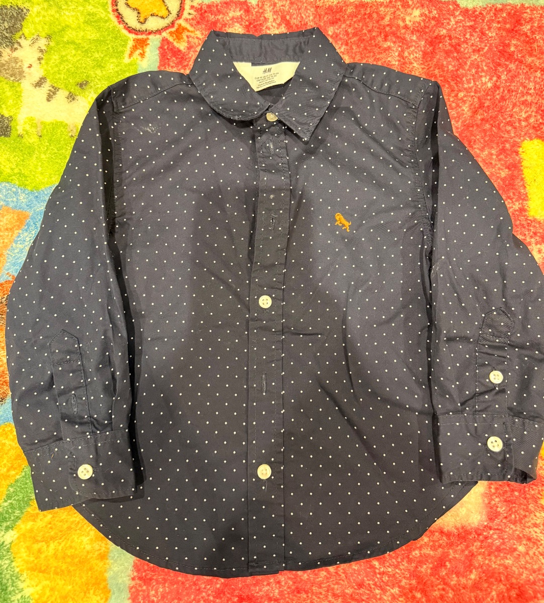 H&M Kids Dark Blue Polka Dot Shirt – Size 2T