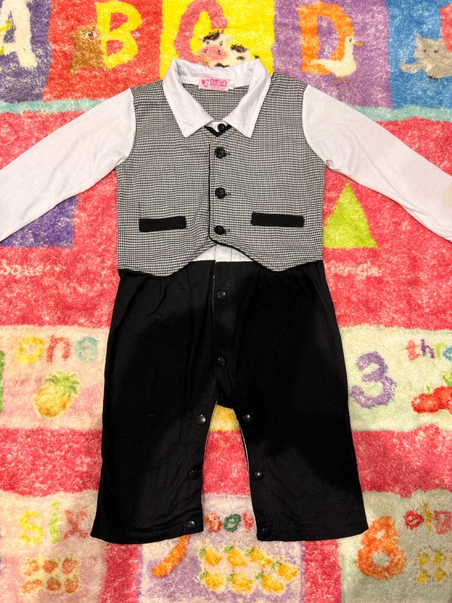 Abola Kids Formal Romper Black & White – Approx Size 2T-3T