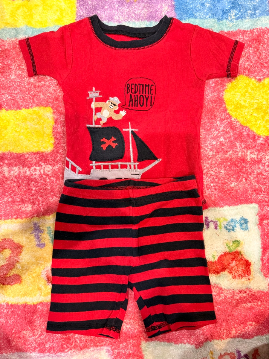Carter’s 2T Kids Pajama Set Red Pirate – Shirt & Shorts