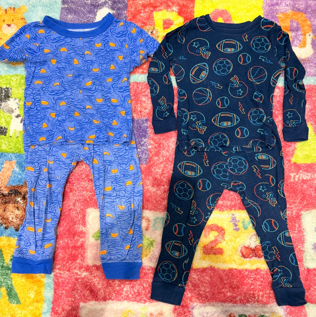 5 Kids Pajama Sets 3T – Dino, Shark & Sports Designs.