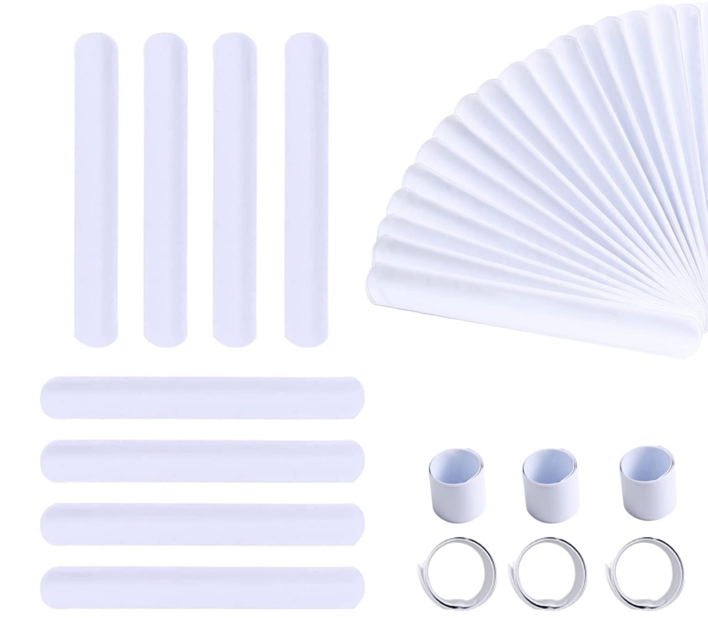Umikk 100 Pack White Slap Bracelets Bulk, 8.7 x 1.2 Inch DIY Slap Bracelet for Kids, Blank Slap Bands for School Craft Projects, Birthday, Halloween, Christmas, DIY Painting, Vinyl Wrapping