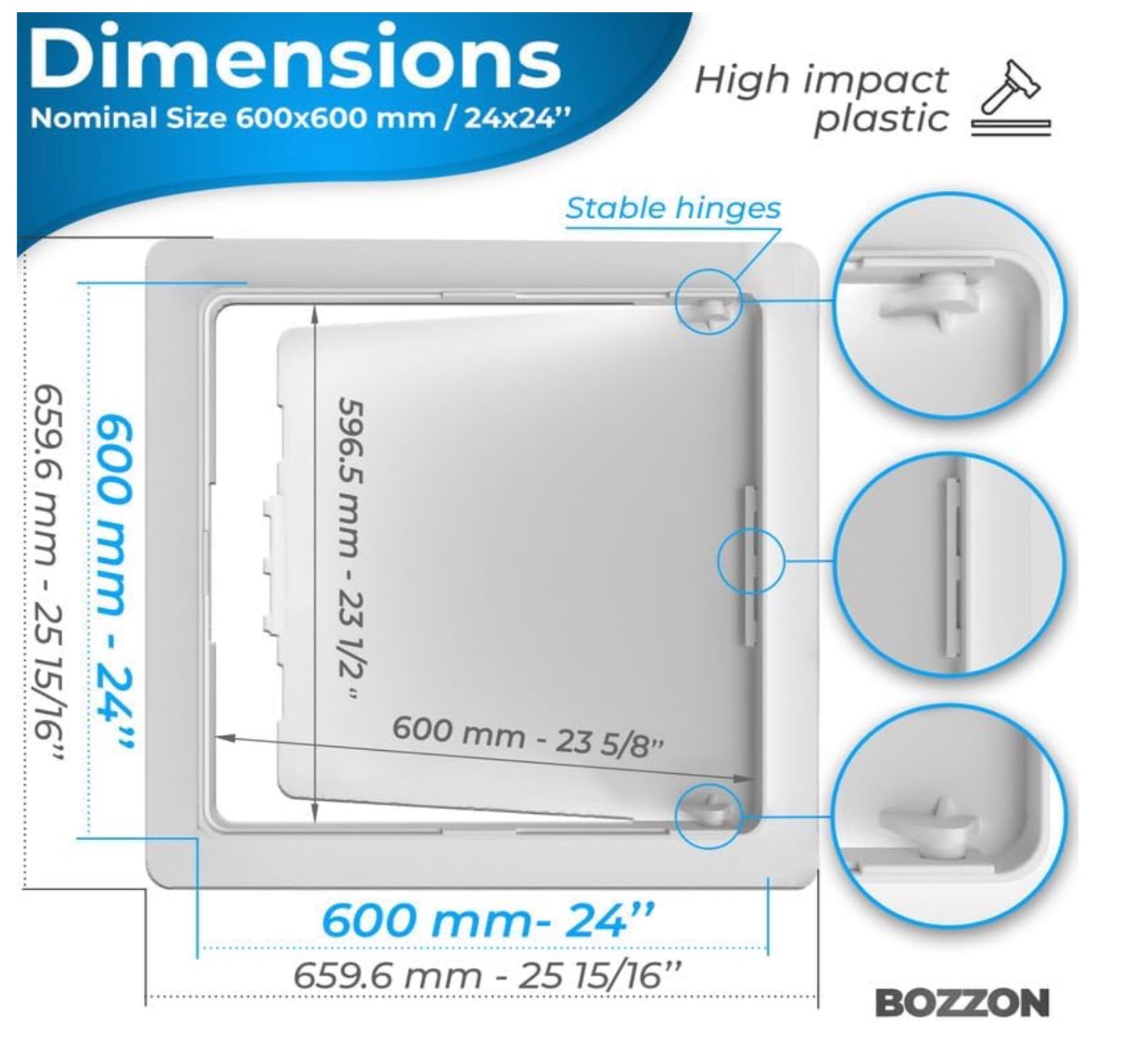 Access Panel for Drywall - 24x24 inch - Wall Hole Cover - Access Door - Plumbing Access Panel for Drywall - Heavy Durable Plastic White