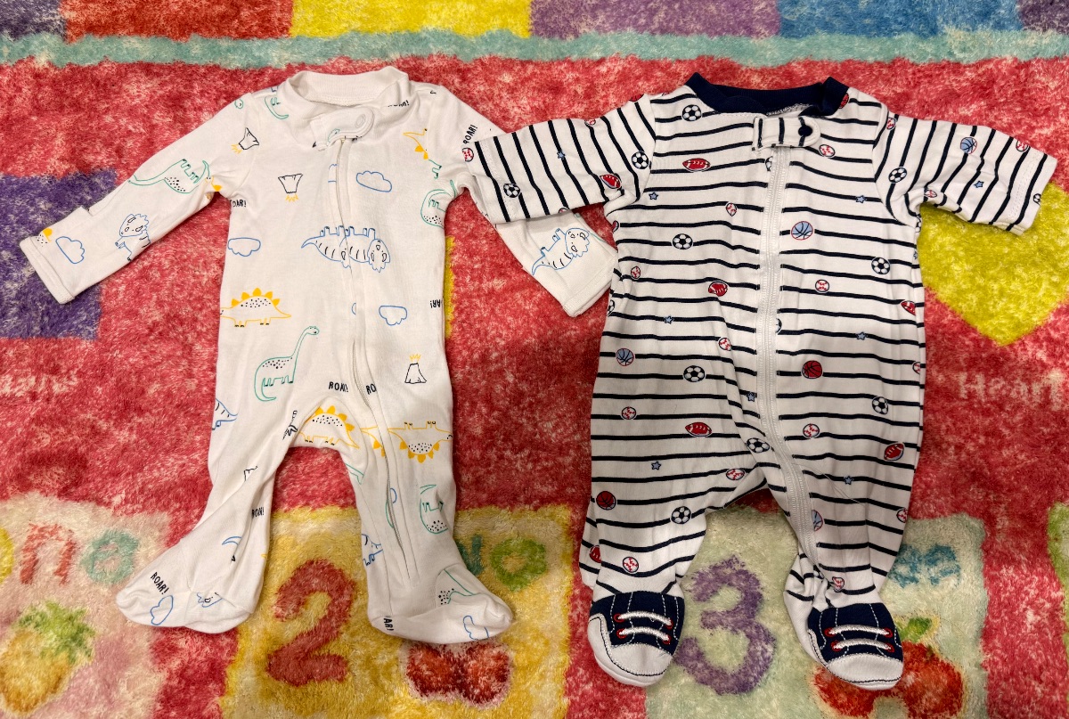 Set of 2 preemie baby sleepers Caters and Little Me.