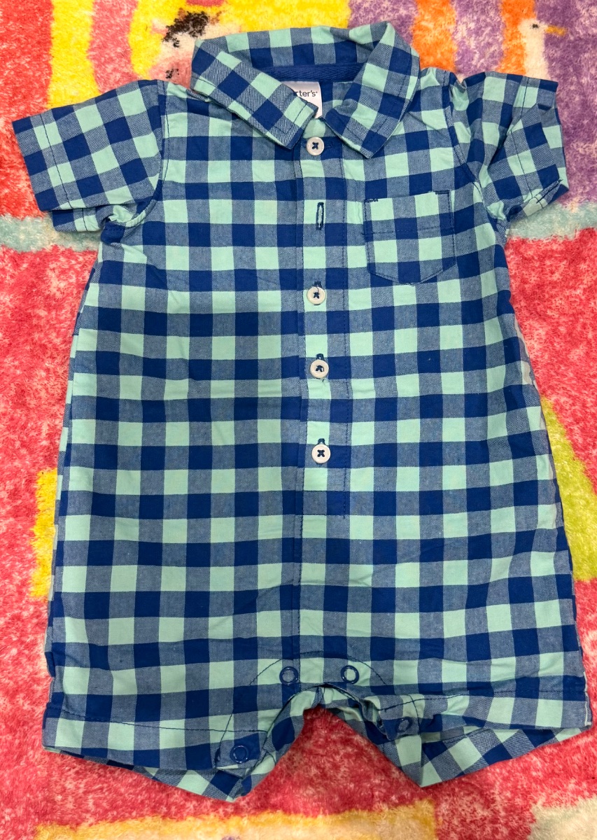 Carter’s Plaid Shirt Romper – 3 Months