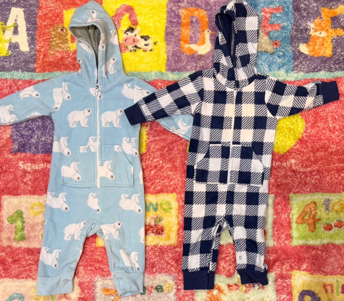2 Hooded Rompers – 3–6 Months