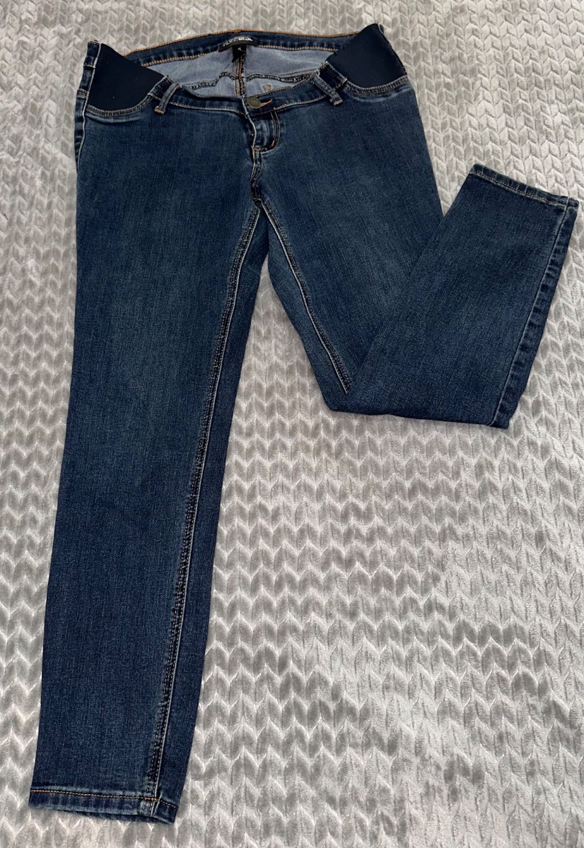 Maternity Skinny Jeans – Dark Wash Stretch Denim – Size M