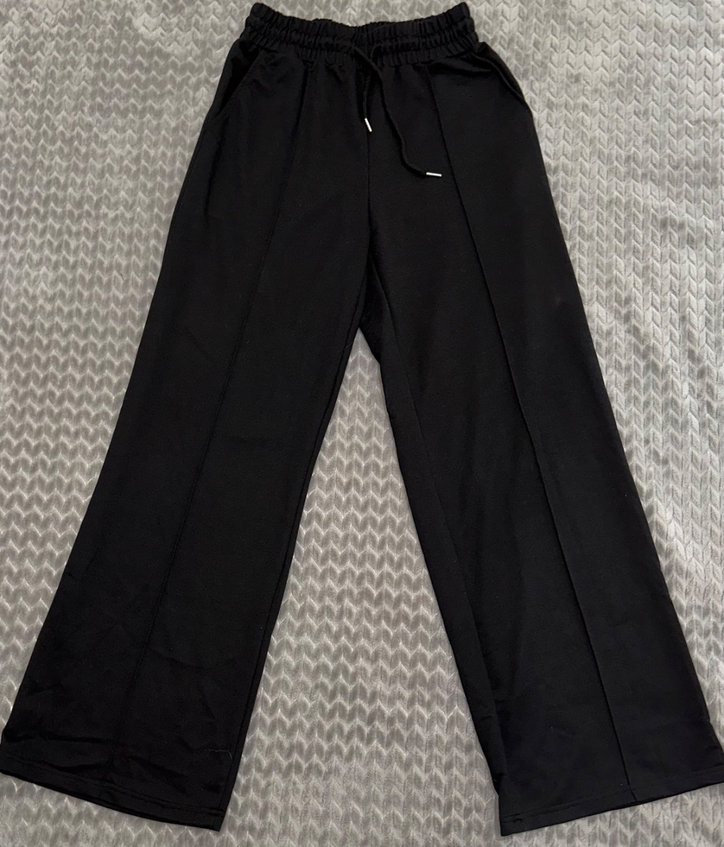 Black Wide Leg Pants – High Waist Drawstring – Comfy & Stylish - Size S