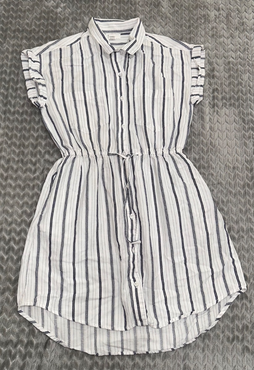 Women’s Black & White Striped Dress – Size Medium