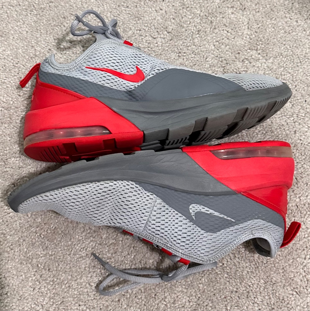 Nike Air Max Athletic Sneakers – Gray & Red Running Shoes (Men’s Size 9.5)