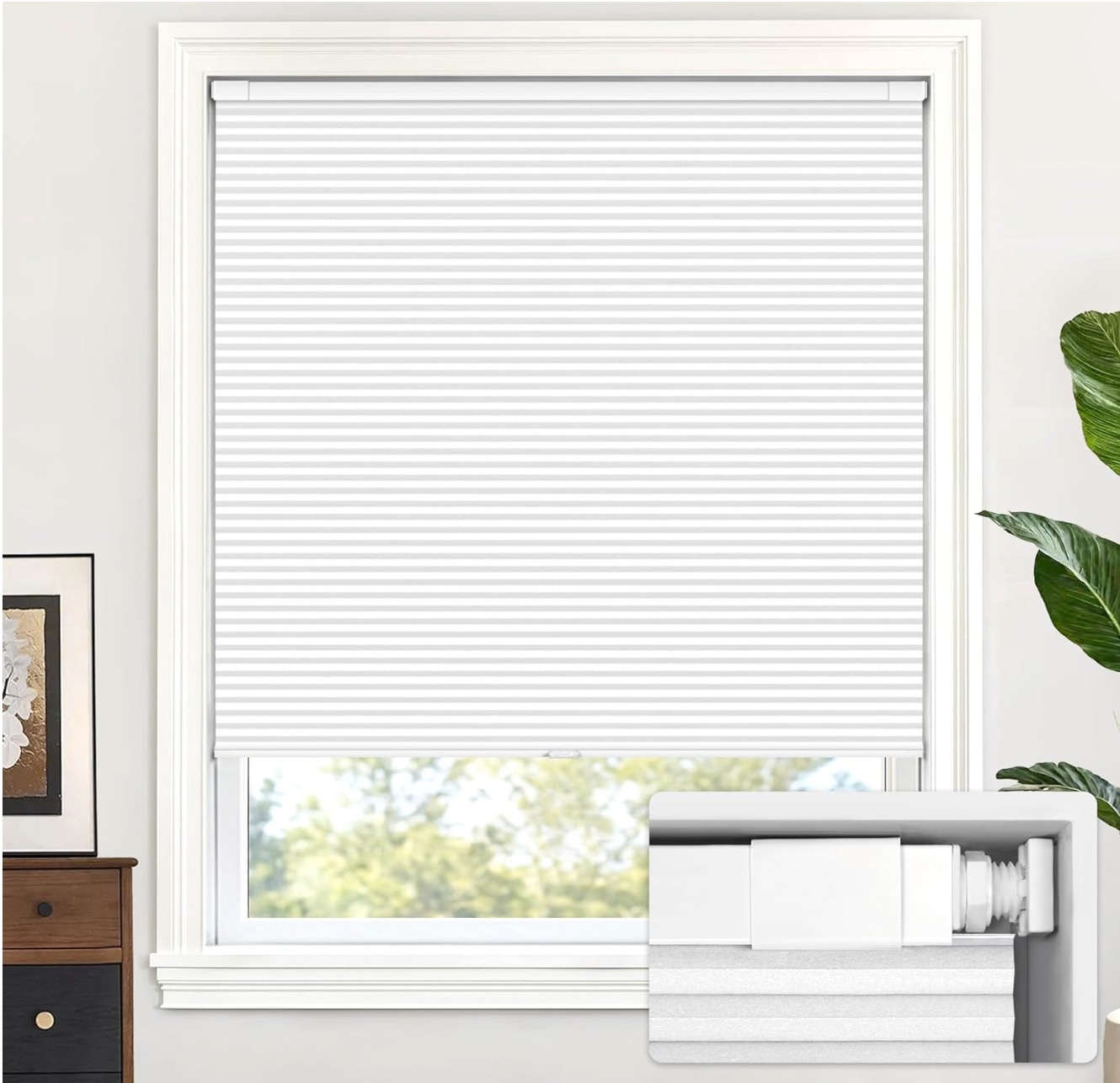Cordless Cellular Shades 33'' W x 72'' H, Silver White
