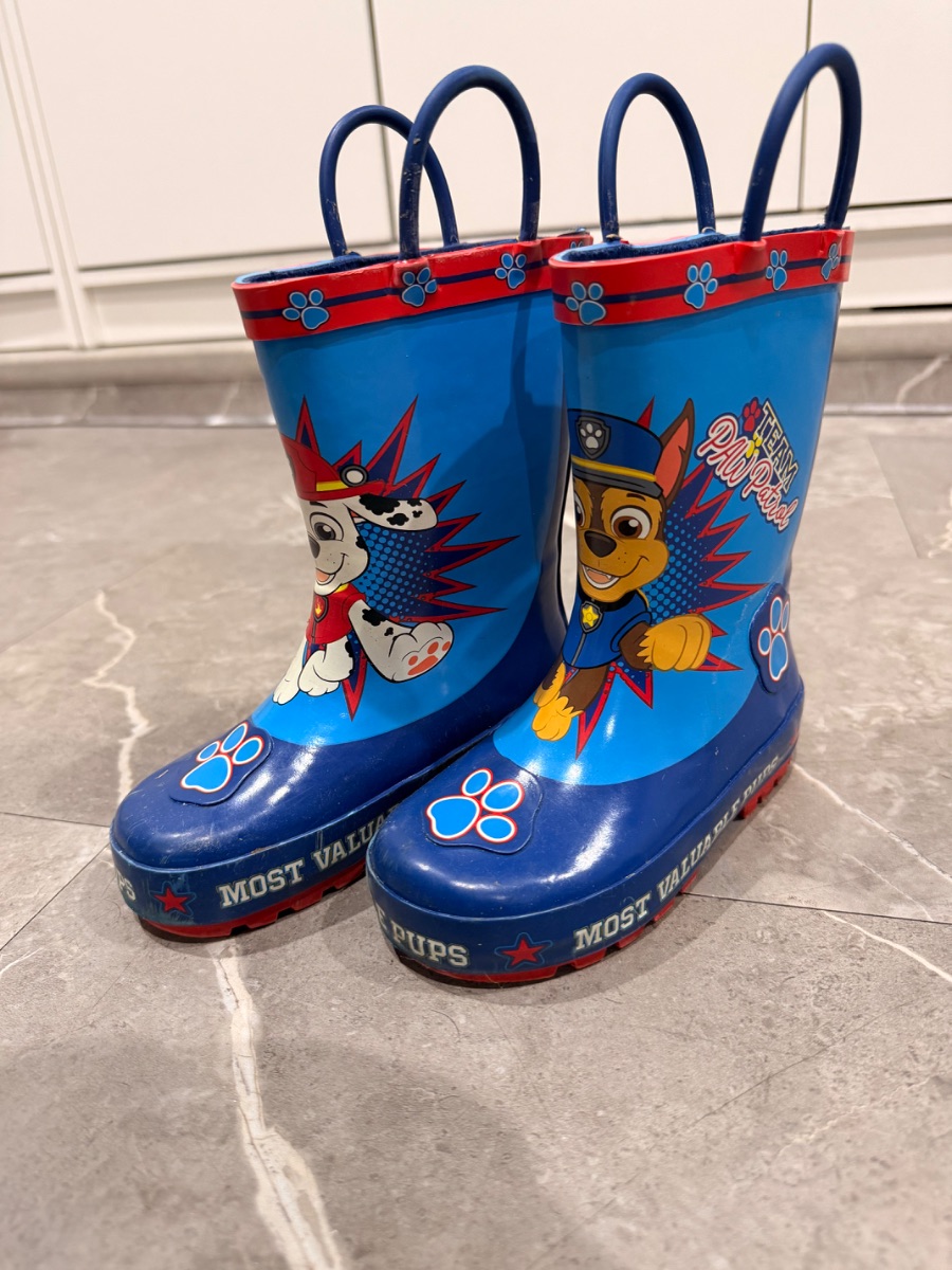 Paw Patrol Kids Rain Boots Size 7-8 Waterproof Toddler Shoes Chase Marshall