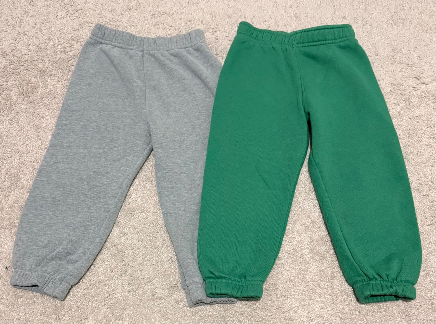 Toddler Sweatpants Bundle Size 3T Gray & Green Jogger Pants Elastic Waist Casual (2 Pack)