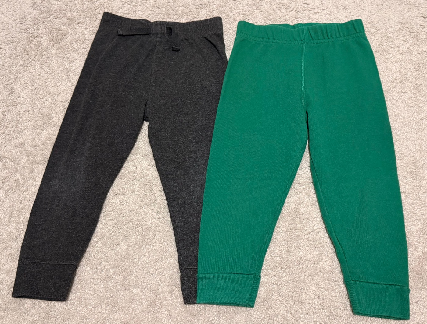 Toddler Sweatpants Bundle Size 3T Gray & Green Jogger Pants Elastic Waist Casual Comfortable (2 Pack)