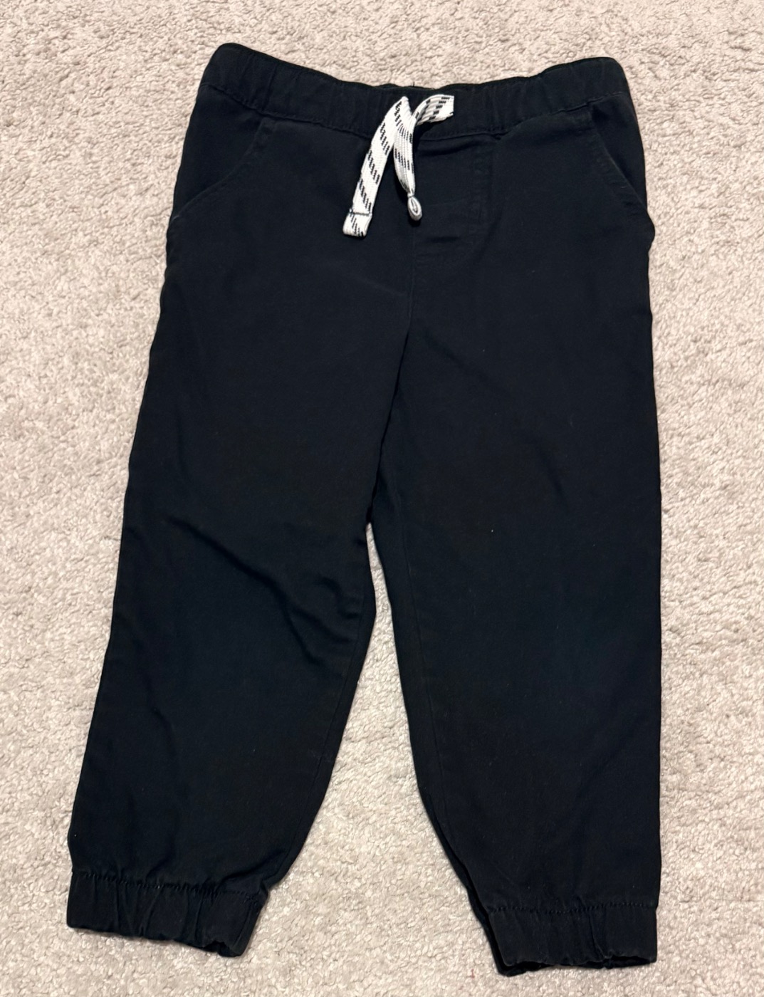 Toddler Boys Black Jogger Pants Size 3T Elastic Waist Drawstring Casual Comfortable