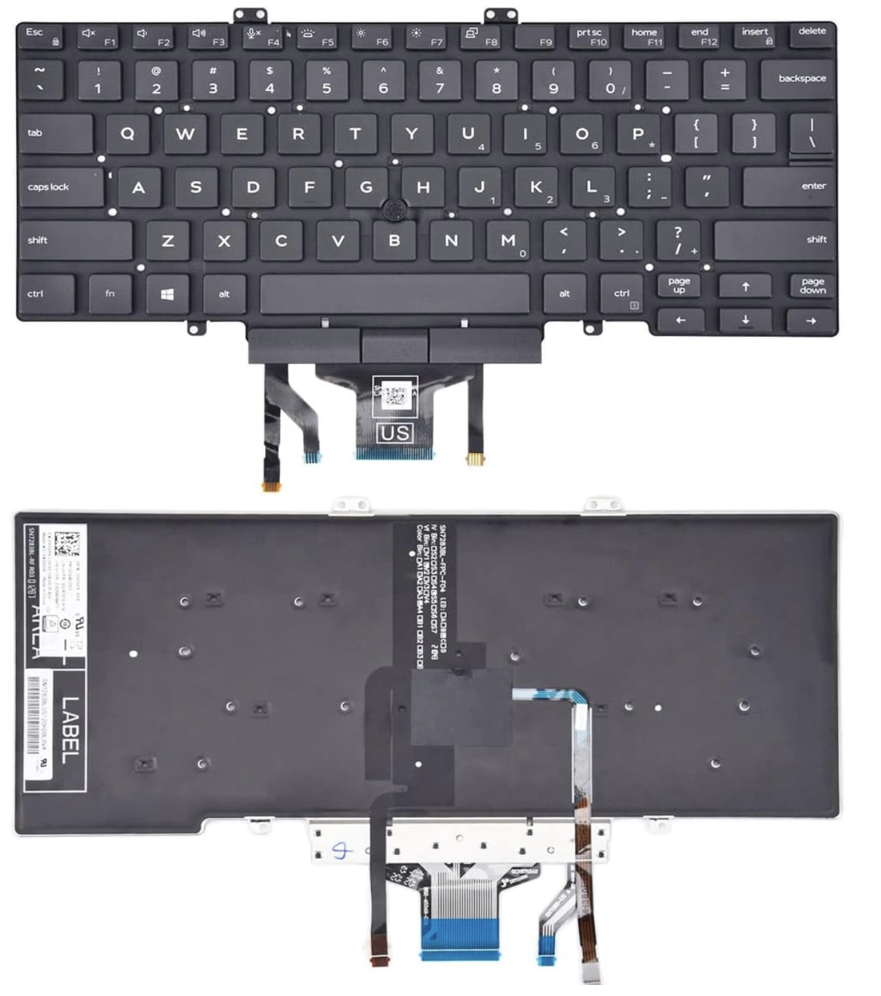 Replacement Keyboard for Dell Latitude 3400 5400 5401 5410 5411 7400 7410 Series Laptop with Backlit with Pointer US Layout（NOT Fit for Latitude 7400 2-in-1