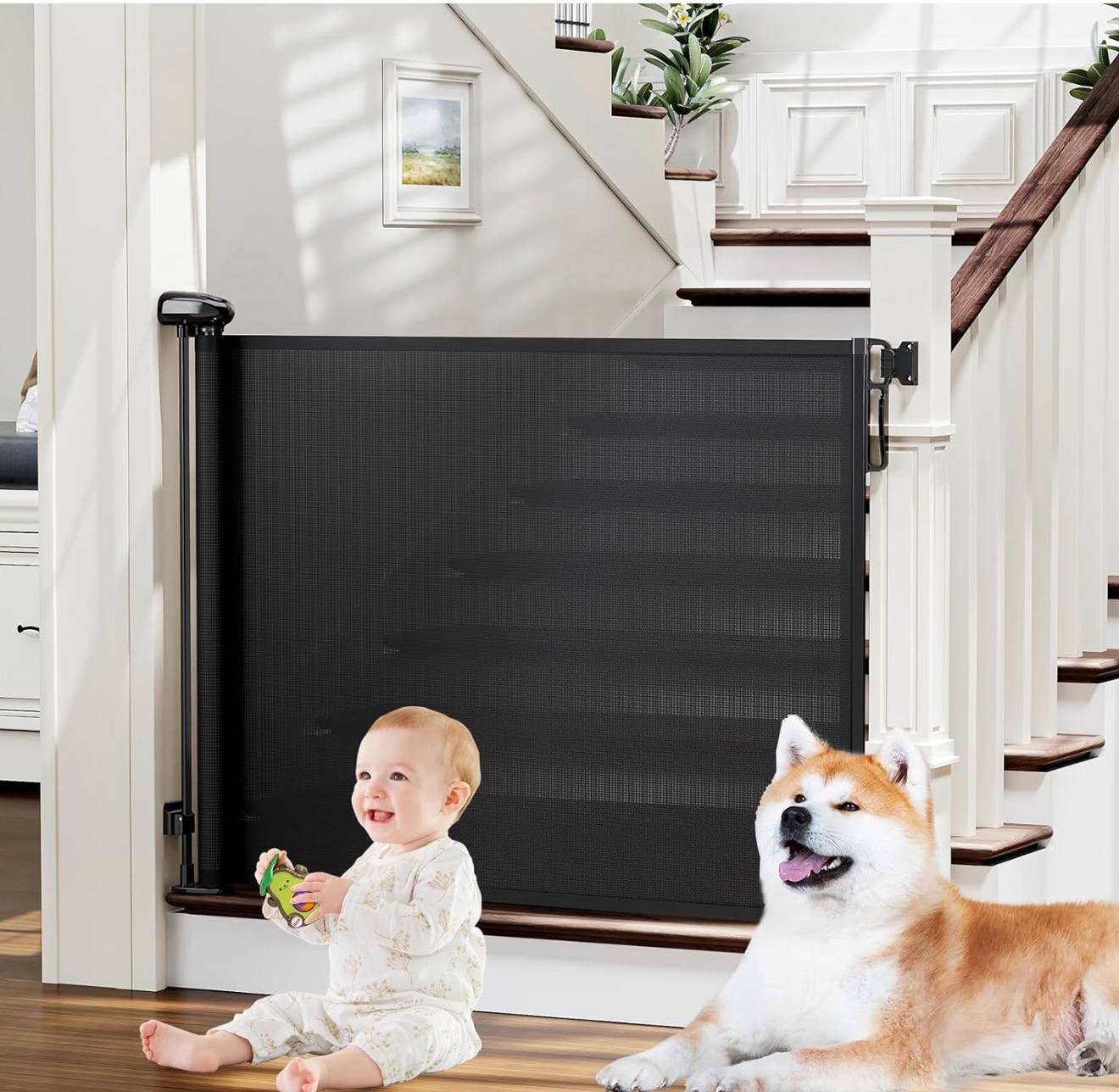 Retractable Baby, Child & Dog Gates for Stairs