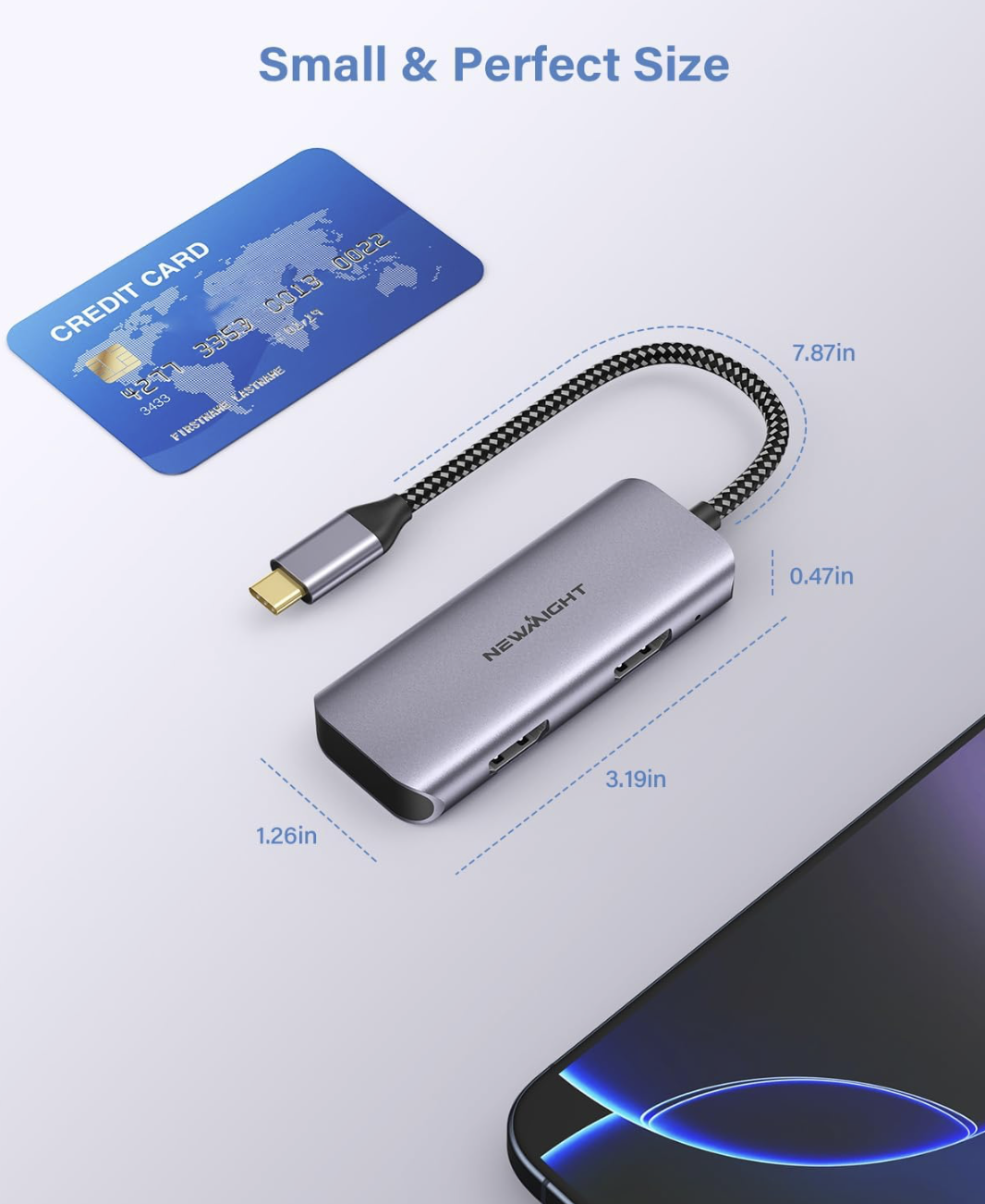 USB C to Dual HDMI Adapter for 2 Monitors, Newmight Dual Monitor Adapter, Supports Single 4K@60Hz and Dual 4K@30Hz, Dual Monitor HDMI Splitter for MacBook, iPad, HP, Dell, iPhone 15/16 Series