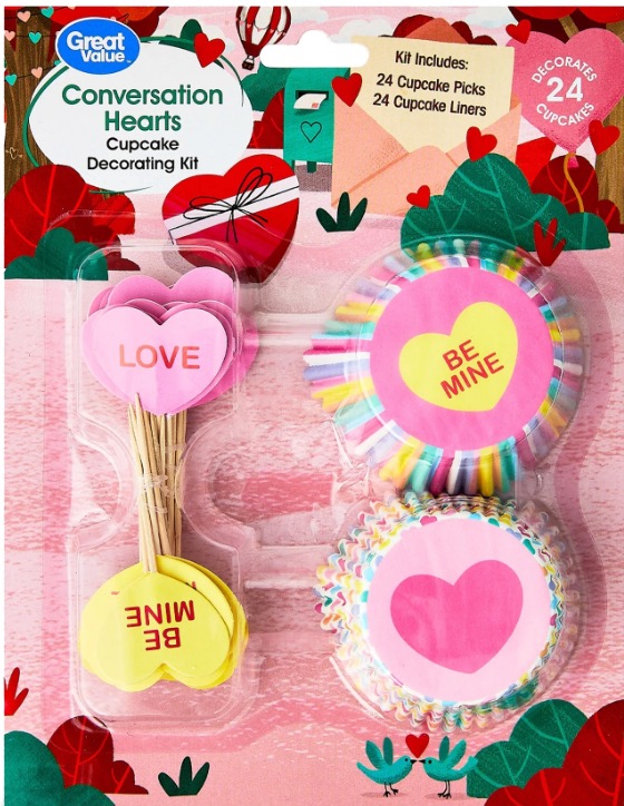 Pink Conversation Hearts Cupcake Decoration Kit