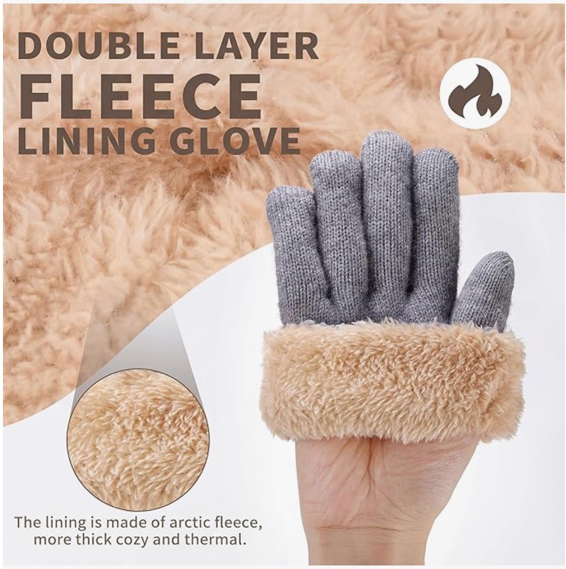 4 Pair Winter Wool Gloves for Women.