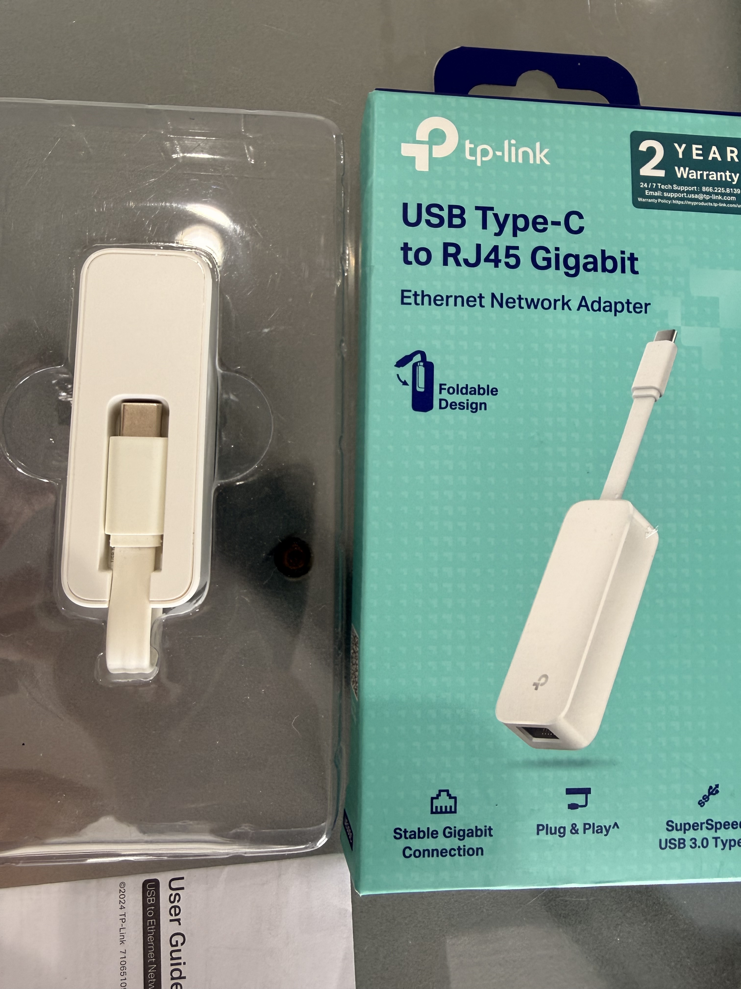 TP-Link USB C to Ethernet Adapter(UE300C), RJ45 to USB C Type-C Gigabit Ethernet LAN Network Adapter, Compatible with MacBook Pro 2017-2020, MacBook Air, Surface, Dell XPS and More