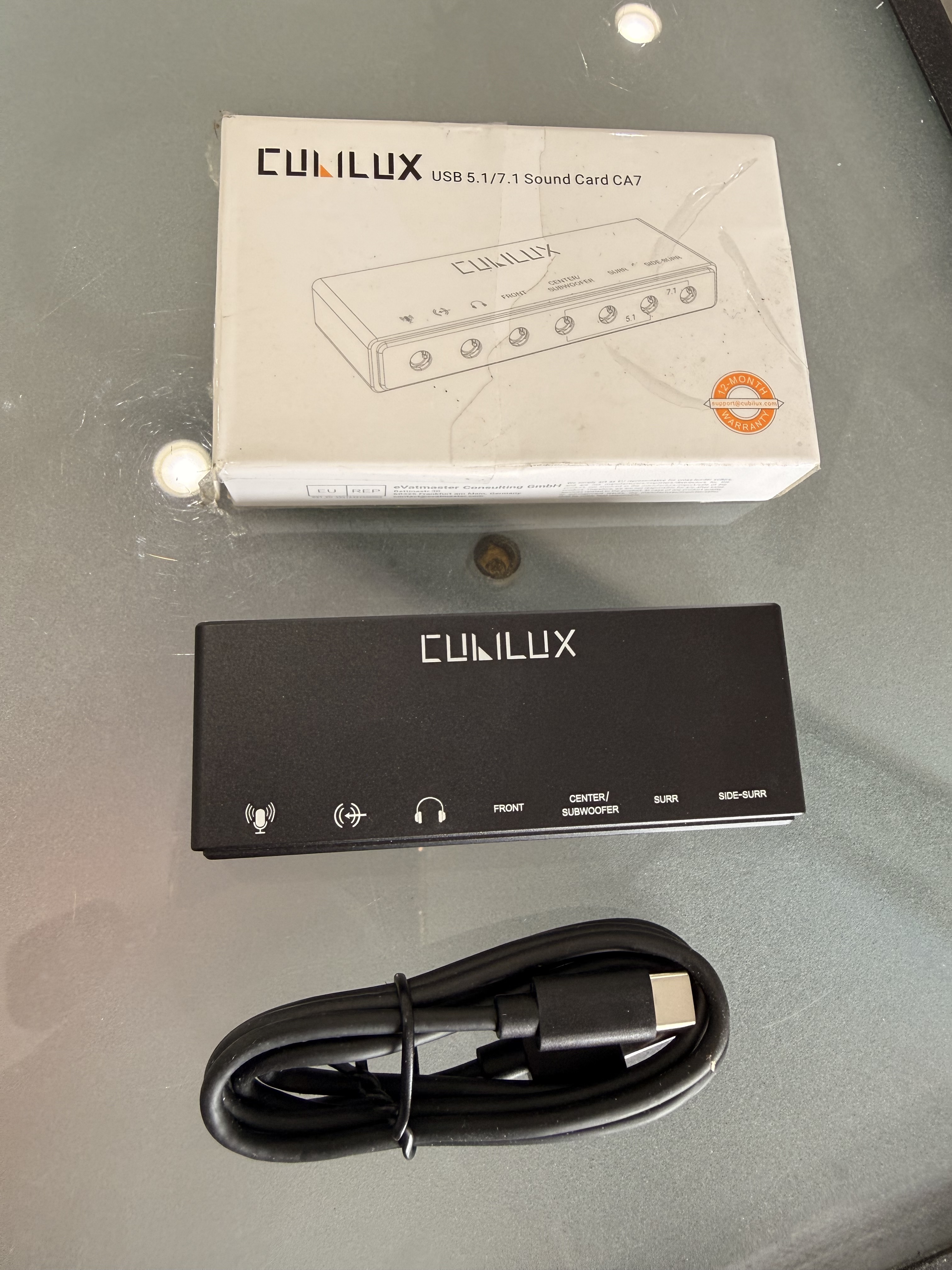 Cubilux 7.1 USB Surround Sound Card- 48KHz-384KHz Sample Rate for Headphones.