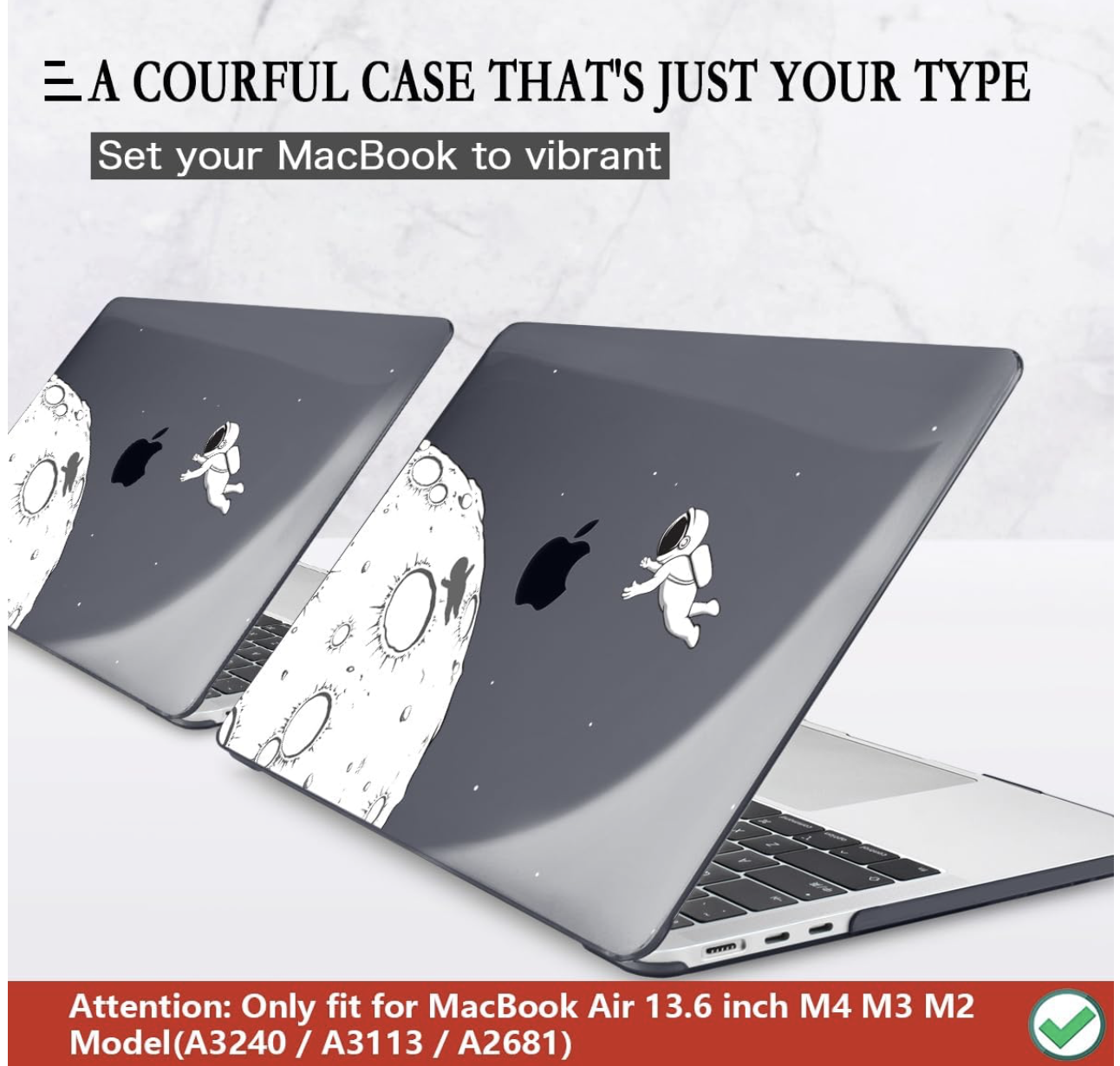 CISSOOK Compatible with MacBook Air 13.6 Inch Case 2022 2024 2025 2026 Model A2681 A3113 A3240 A3449, Black Space Hard Shell with Keyboard Cover for MacBook Air 13 M2 M3 M4 M5, Astronaut
