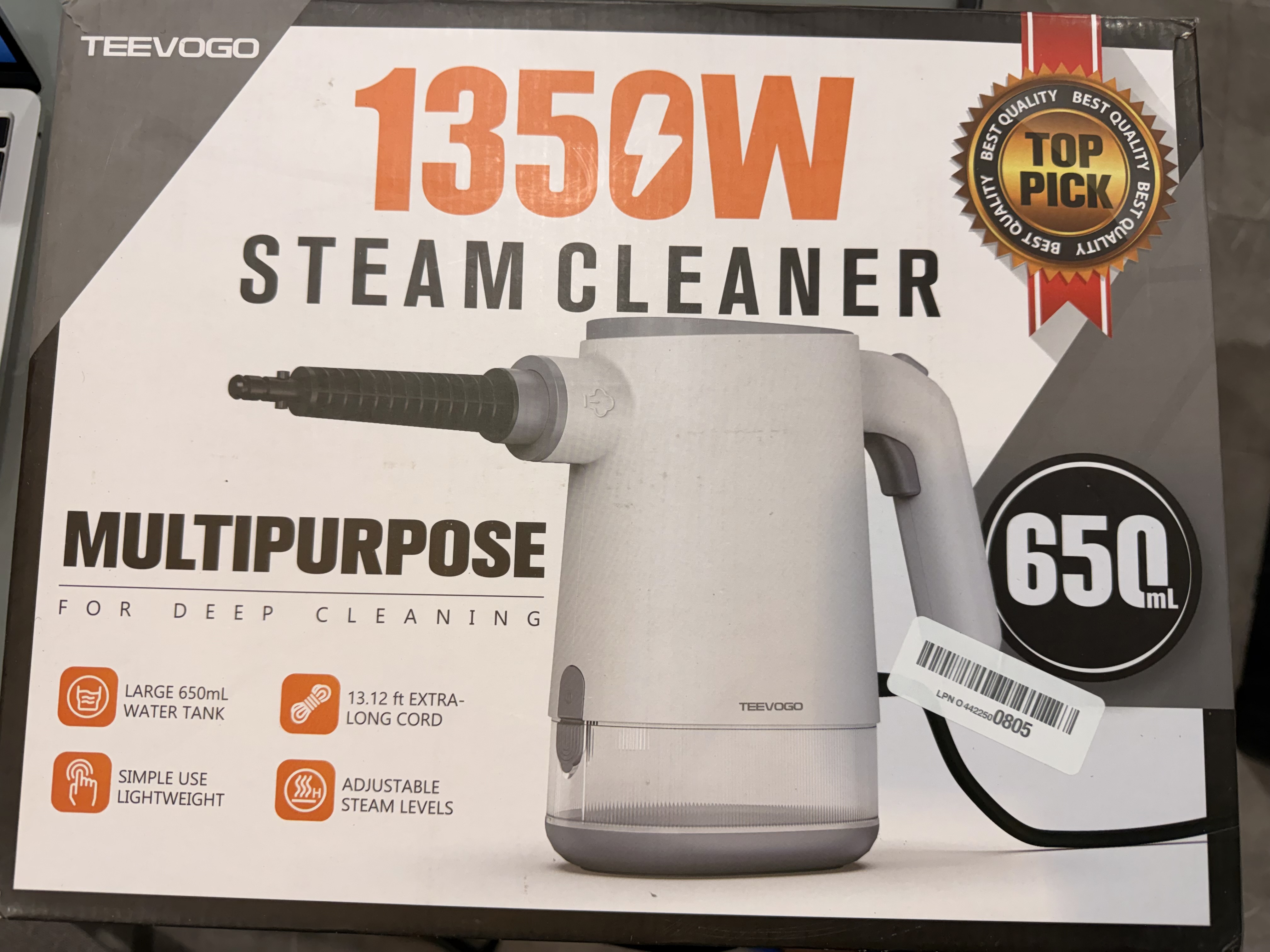 Handheld Steam Cleaner, 15s Fast Heating, Adjustable Steam, 650mL Large Water Tank, Pressurized Portable Steamer for Cleaning Home, Kitchen, Car, Bathroom, Tile, Furniture, Multi-Surface